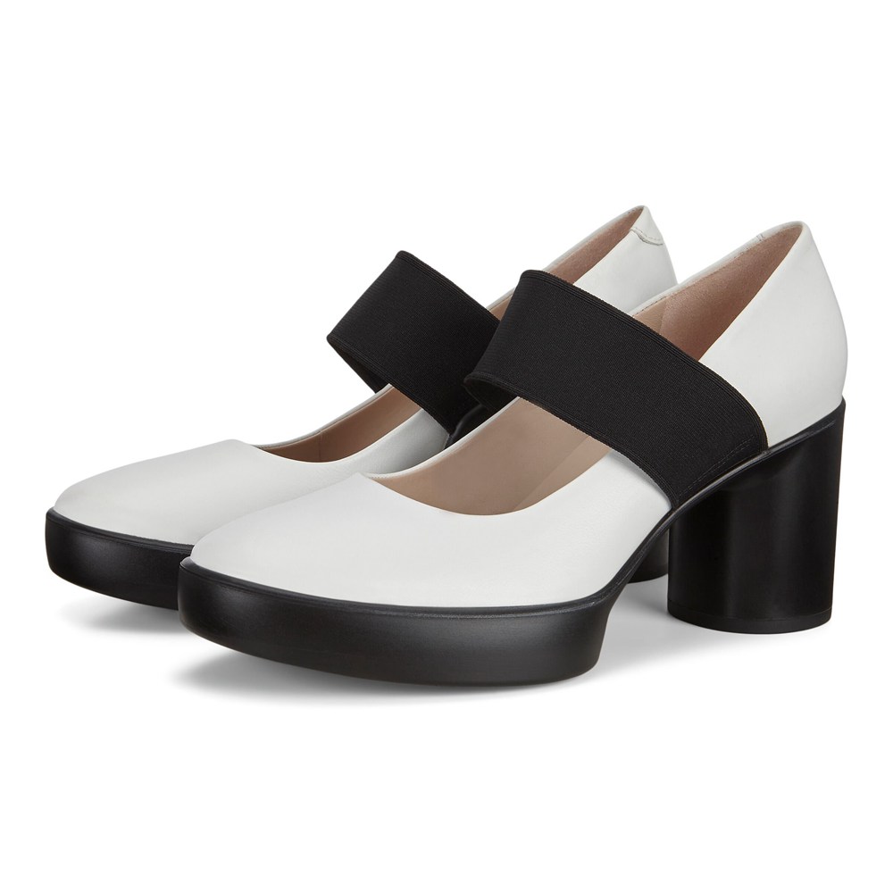 ECCO Womens Pumps White/Black - Shape Sculpted Motion 55 Mary Janes - WGA-756284